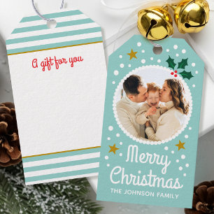 Etiqueta Para Presente Feliz Natal Personalizado Nome de Foto Simples Min