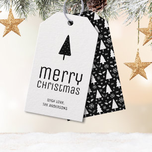 Etiqueta Para Presente Feliz Natal Personalizado Preto e Branco