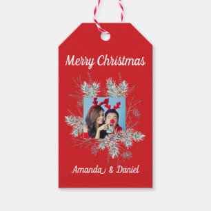 Etiqueta Para Presente Feliz Natal Personalizado Texto e Foto Vermelho
