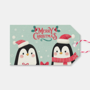 Etiqueta Para Presente Feliz Natal pinguins nevados