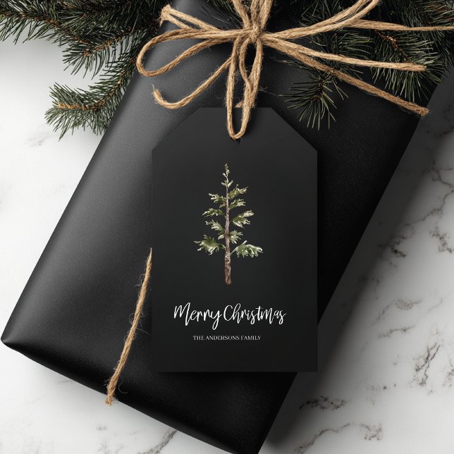 Etiqueta Para Presente “Feliz Natal Preto Moderno (Criador carregado)
