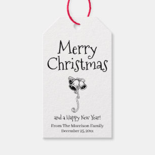 Etiqueta Para Presente Feliz Natal preto, sino branco personalizado Gift.