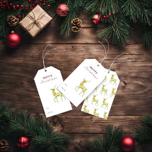 Etiqueta Para Presente Feliz Natal Rena Dourada Elegante