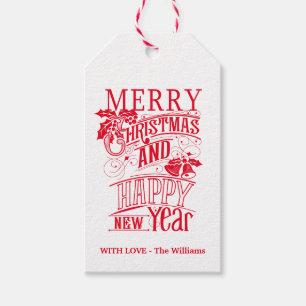 Etiqueta Para Presente Feliz Natal retro & feliz ano novo