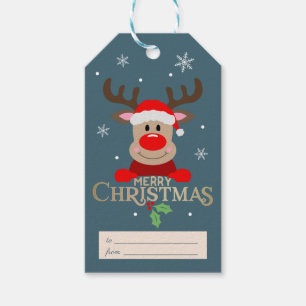 Etiqueta Para Presente Feliz Natal Rudolph Reindeer