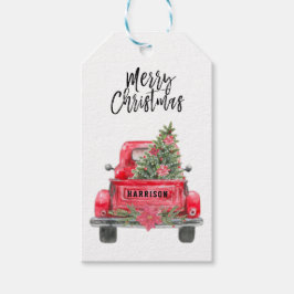 Etiqueta Para Presente Feliz Natal Rustic Red Truck Holiday Dags