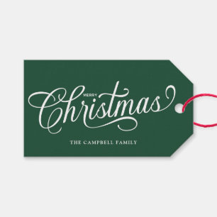 Etiqueta Para Presente Feliz Natal Script Floresta Verde