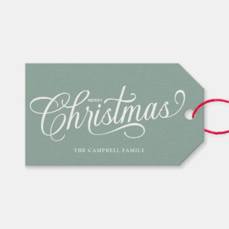 Etiqueta Para Presente Feliz Natal Script Verde Sage