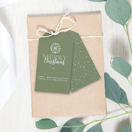 Etiqueta Para Presente Feliz Natal Simples Elegante Verde Festivo