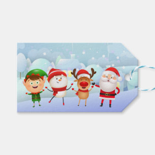 Etiqueta Para Presente Feliz Natal Snowman Papai Noel Rudolph Elf