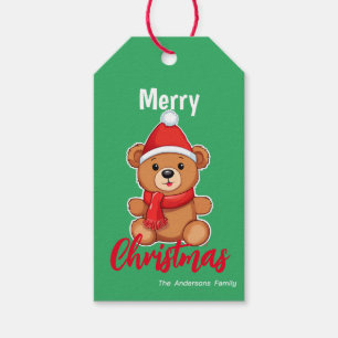 Etiqueta Para Presente Feliz Natal Teddy Bear Papais noeis Scarf Holida