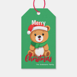 Etiqueta Para Presente Feliz Natal Teddy Bear Papais noeis Scarf Holida
