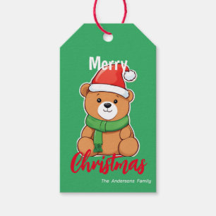 Etiqueta Para Presente Feliz Natal Teddy Bear Papais noeis Scarf Holida