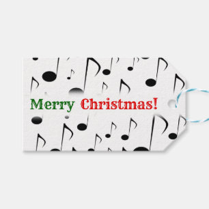 Etiqueta Para Presente "Feliz Natal! "; Teste padrão de muitas notas