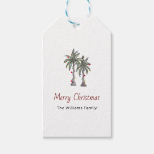 Etiqueta Para Presente Feliz Natal Tropical Palm Trees Beach