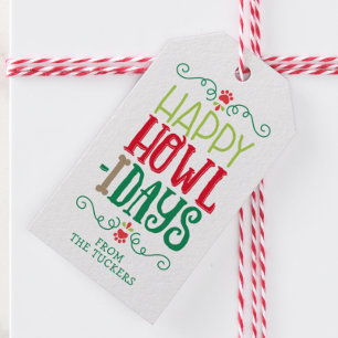 Etiqueta Para Presente Feliz Natal Uivando Marcas de Pata de Cachorro