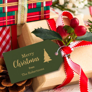 Etiqueta Para Presente Feliz Natal Verde e Dourado