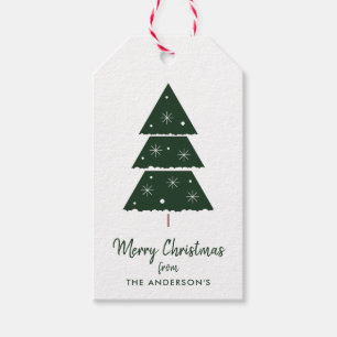 Etiqueta Para Presente Feliz Natal Verde Flocos de neve