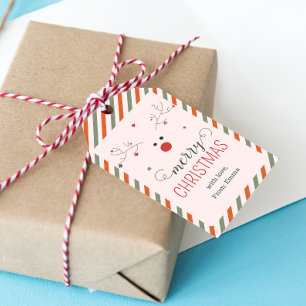 Etiqueta Para Presente Feliz Natal Vermelho Cor-de-Rosa Rosa, Feliz