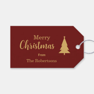 Etiqueta Para Presente Feliz Natal Vermelho e Dourado