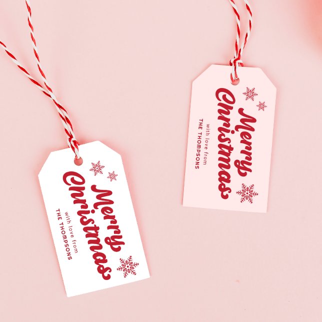 Etiqueta Para Presente Feliz Natal Vermelho Rosa Rosa (Criador carregado)