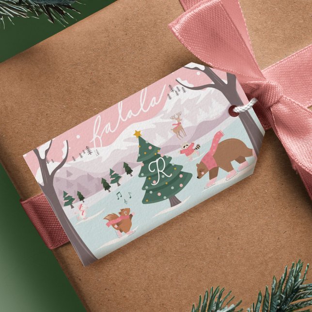 Etiqueta Para Presente Feliz Natal Wonderland Woodland (Merry Christmas Winter Wonderland Woodland Animals Gift Tags)