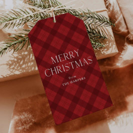 Etiqueta Para Presente Feliz Natal Xadrez Vermelho