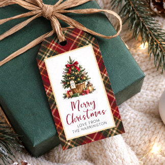 Etiqueta Para Presente Feliz Natal Xadrez Vermelho Verde