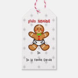 Etiqueta Para Presente Feliz Navidad! Bebê Gingerpão / Vermelho Branco