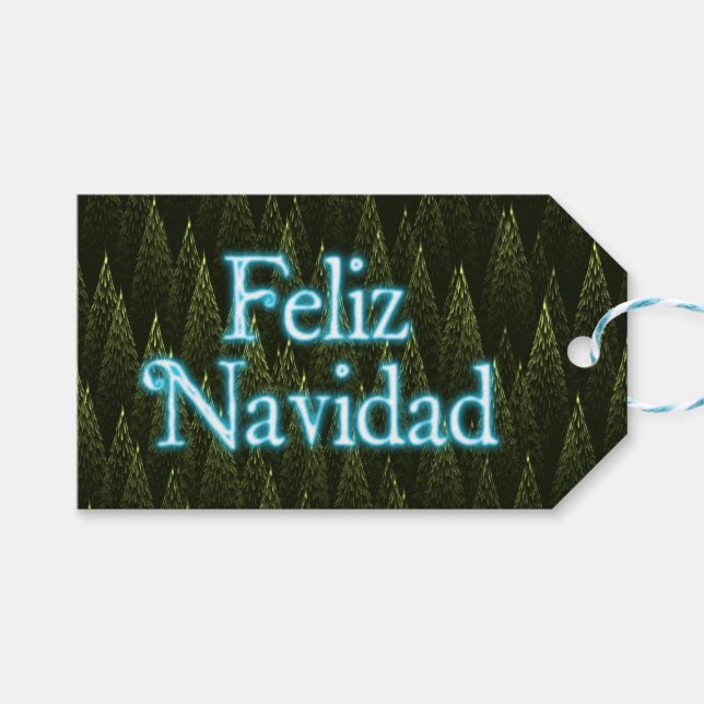 Etiqueta Para Presente Feliz Navidad - Coníferas (Frente (horizontal))