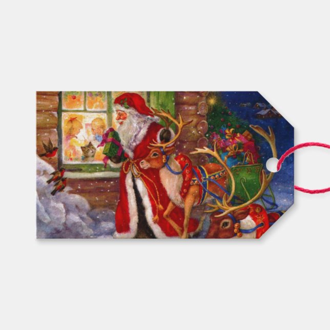 Etiqueta Para Presente Feliz Papai noel de Natal (Frente (horizontal))