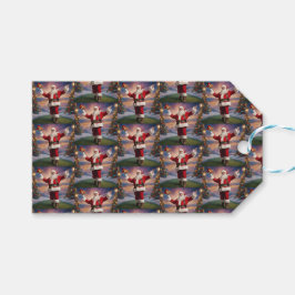 Etiqueta Para Presente Feliz Papais noeis de Natal e Árvores de Natal