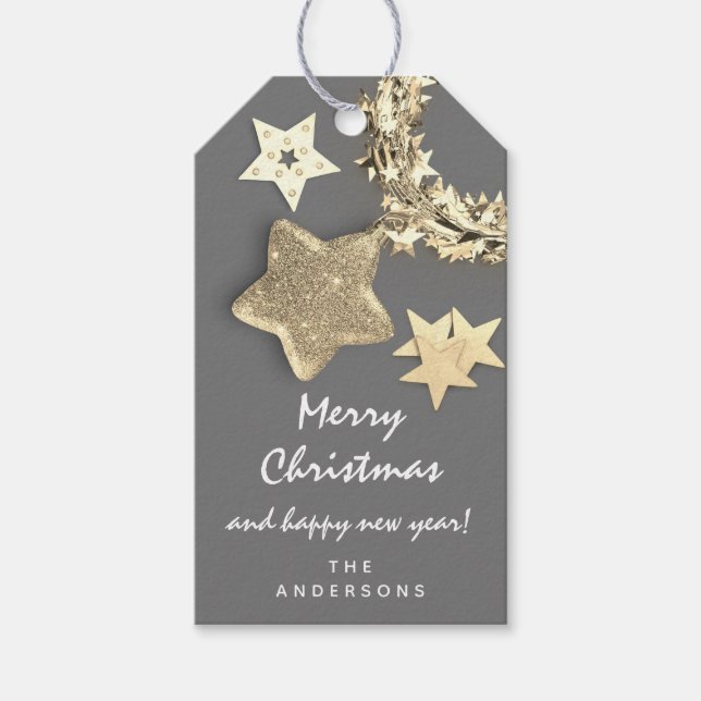 Etiqueta Para Presente Feliz Para Férias Cinzas De Ano Feliz (Frente)