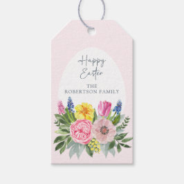 Etiqueta Para Presente Feliz Páscoa, Aquarela Floral, Ovo de Páscoa