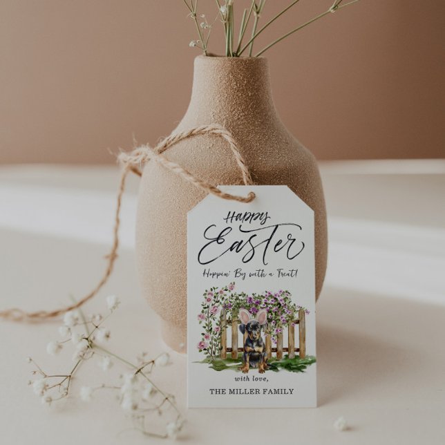 Etiqueta Para Presente Feliz Páscoa | Cachorrinho Coelho Fofo (Criador carregado)