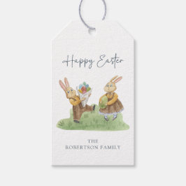Etiqueta Para Presente Feliz Páscoa, Coelhinhos Fofos, Aquarela Páscoa