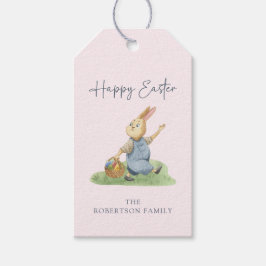 Etiqueta Para Presente Feliz Páscoa, Coelho de Aquarela