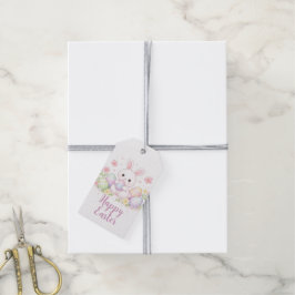 Etiqueta Para Presente Feliz Páscoa Design de Primavera - Coelhinho da Pá