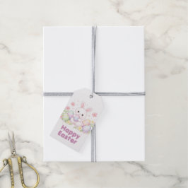 Etiqueta Para Presente Feliz Páscoa Design de Primavera - Coelhinho da Pá