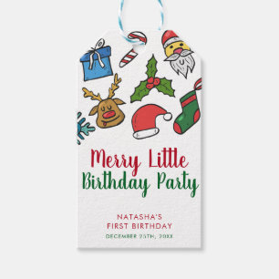 Etiqueta Para Presente Feliz Pequeno Aniversário de Natal Personalizado