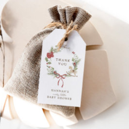 Etiqueta Para Presente Feliz Pequeno Chá de fraldas Vermelho Arco