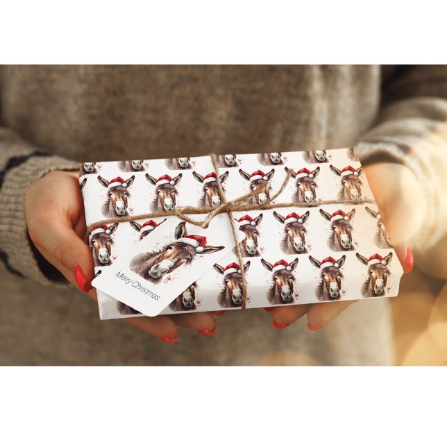 Etiqueta Para Presente Feliz Pequeno Donkey de Natal (Criador carregado)