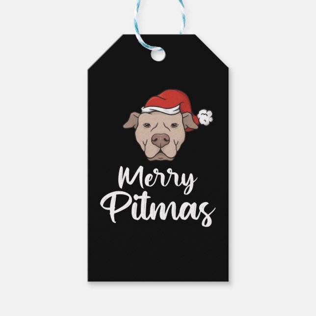 Etiqueta Para Presente Feliz Pitbull Natal (Frente)