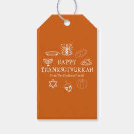 Etiqueta Para Presente Feliz Thanksgivukkah Dia de Ação de Graças Hanukka