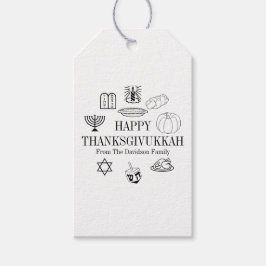 Etiqueta Para Presente Feliz Thanksgivukkah Dia de Ação de Graças Hanukka
