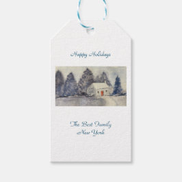 Etiqueta Para Presente Felizes Feriados Feriados de Natal Snowy Cottage G