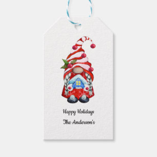 Etiqueta Para Presente Felizes Festas Gnome de Natal Vermelho