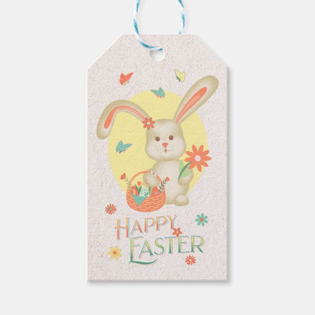 Etiqueta Para Presente Felz pascoa Bunny Cute Personalizado (Frente)