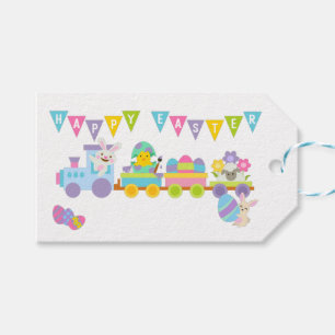 Etiqueta Para Presente Felz pascoa Bunny Train