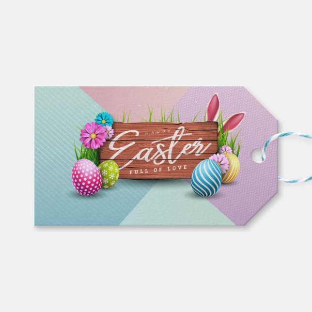 Etiqueta Para Presente Felz pascoa Cheio do Amor (Frente (horizontal))